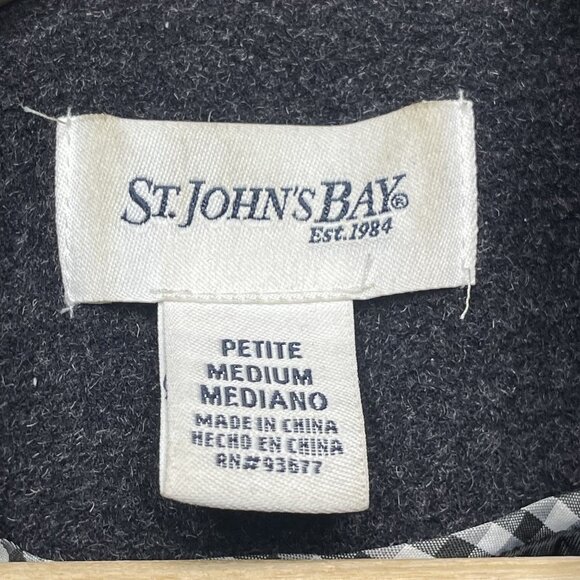St Johns Bay Charcoal Gray Cashmere Wool Blend Peacoat Winter M Elegant Warmth - Picture 3 of 8